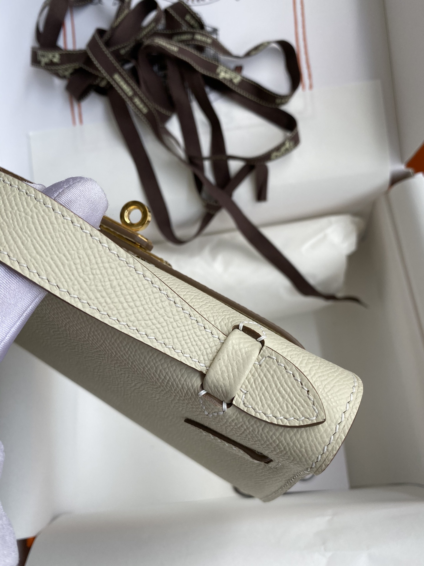 Hermes Mini Kelly Pochette 22cm Bag In White Epsom Leather